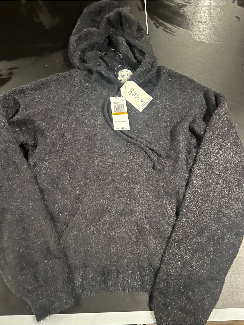 Hippie Rose Black Plush Pullover Sweater